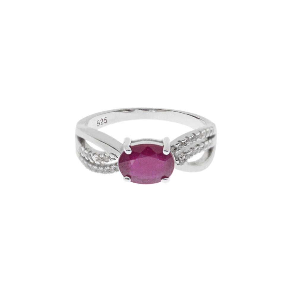 Anillo Rubí Plata 925