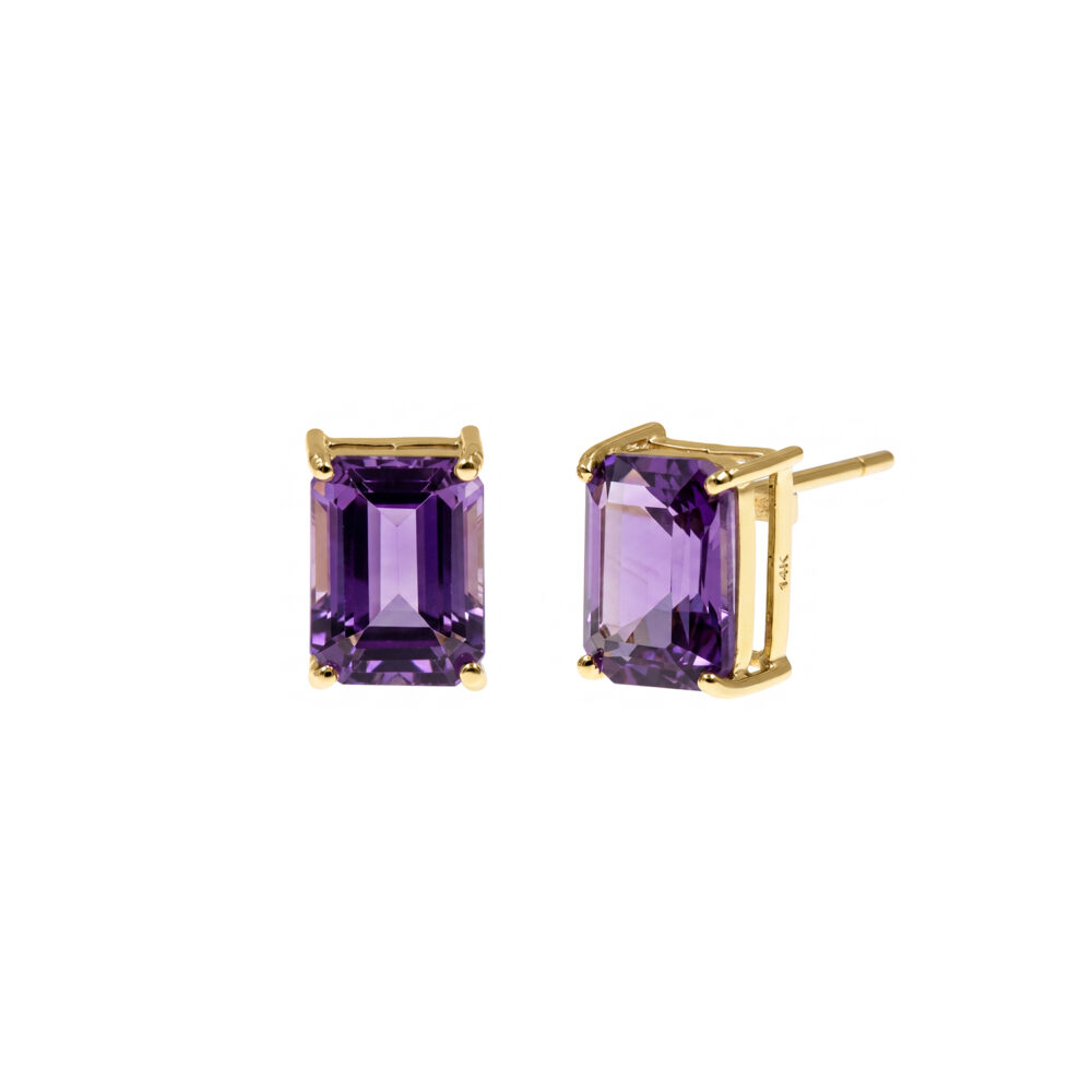 Aretes Amatista Fijo Oro 18K