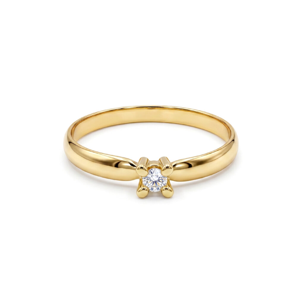 Anillo de Compromiso Media Caña Oro 18K & Brillante