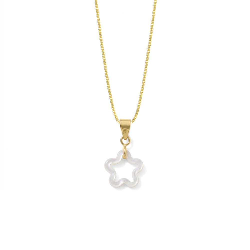 Collar Madre Perla Flor Oro 18K