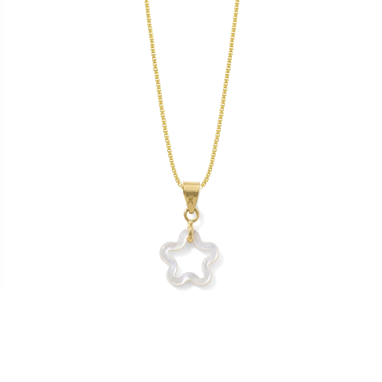 - Collar Madre Perla Flor Oro 18K