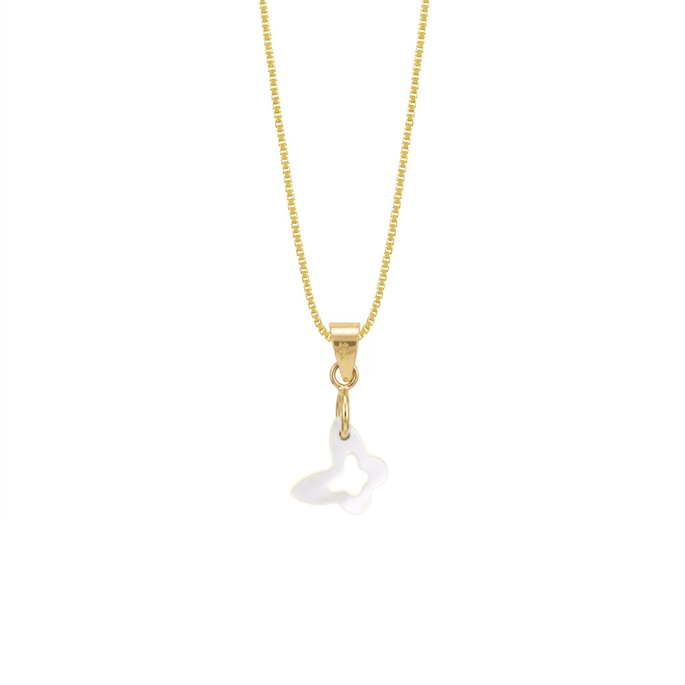 Collar Madre Perla Mariposa Oro 18K