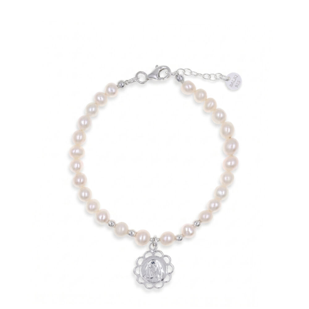 Pulsera Medalla Plata 925 & Perla