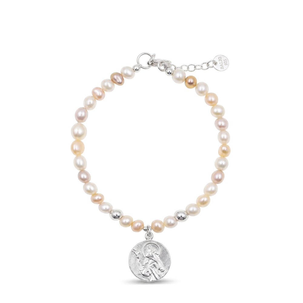 Pulsera Santa Rosa de Lima Plata 925 & Perlas