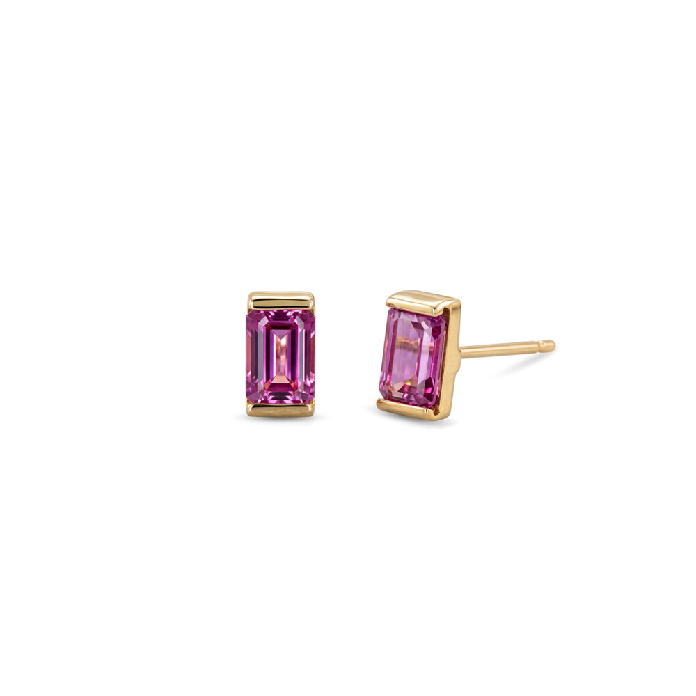 Aretes Turmalina Rosa Oro 18K