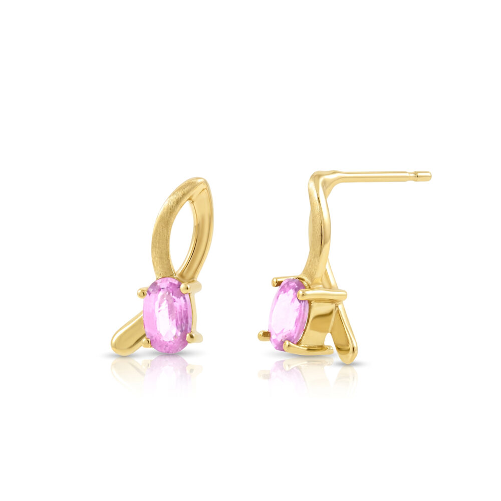 Aretes Zafiro Rosa Oro 18k