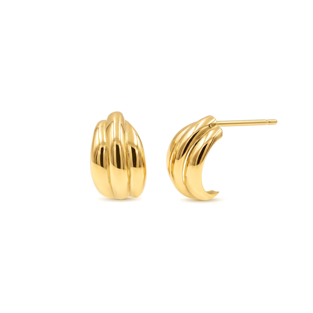 Aretes Caña Doblada Oro 18K