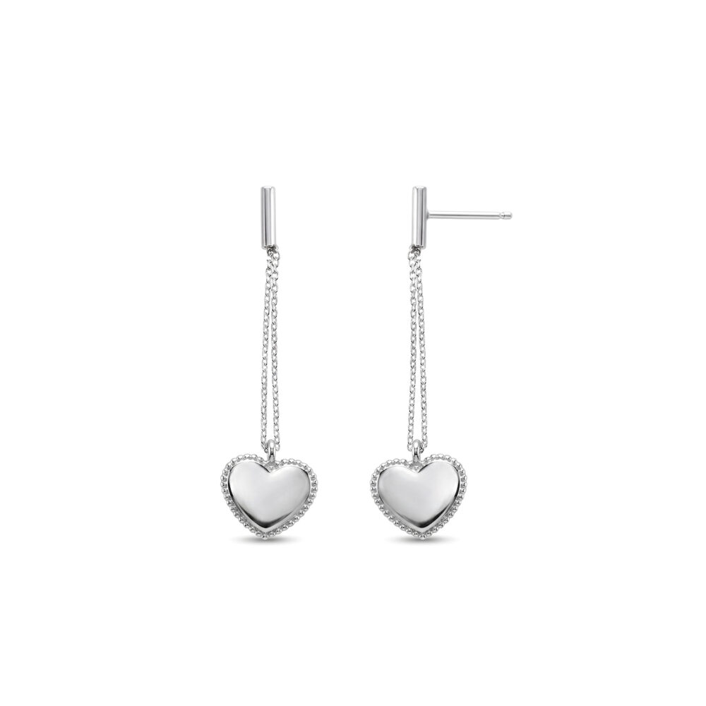 Aretes de Corazones Colgantes Plata 925