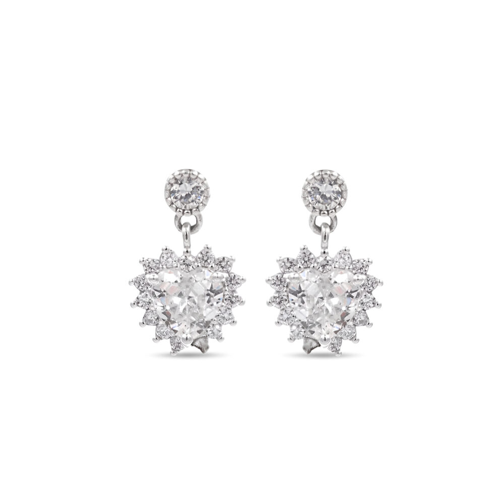 Aretes Corazón Colgante Plata 925