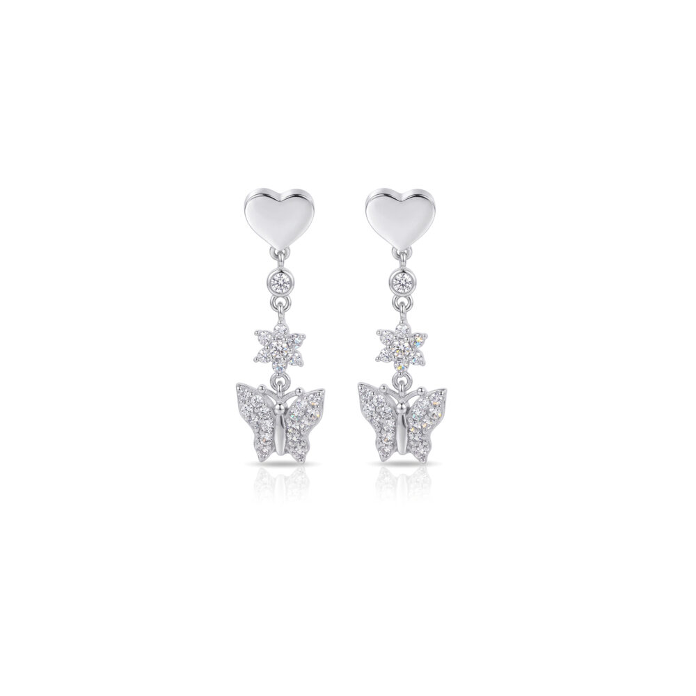 Aretes Mariposa Corazón Farfalla Plata 925
