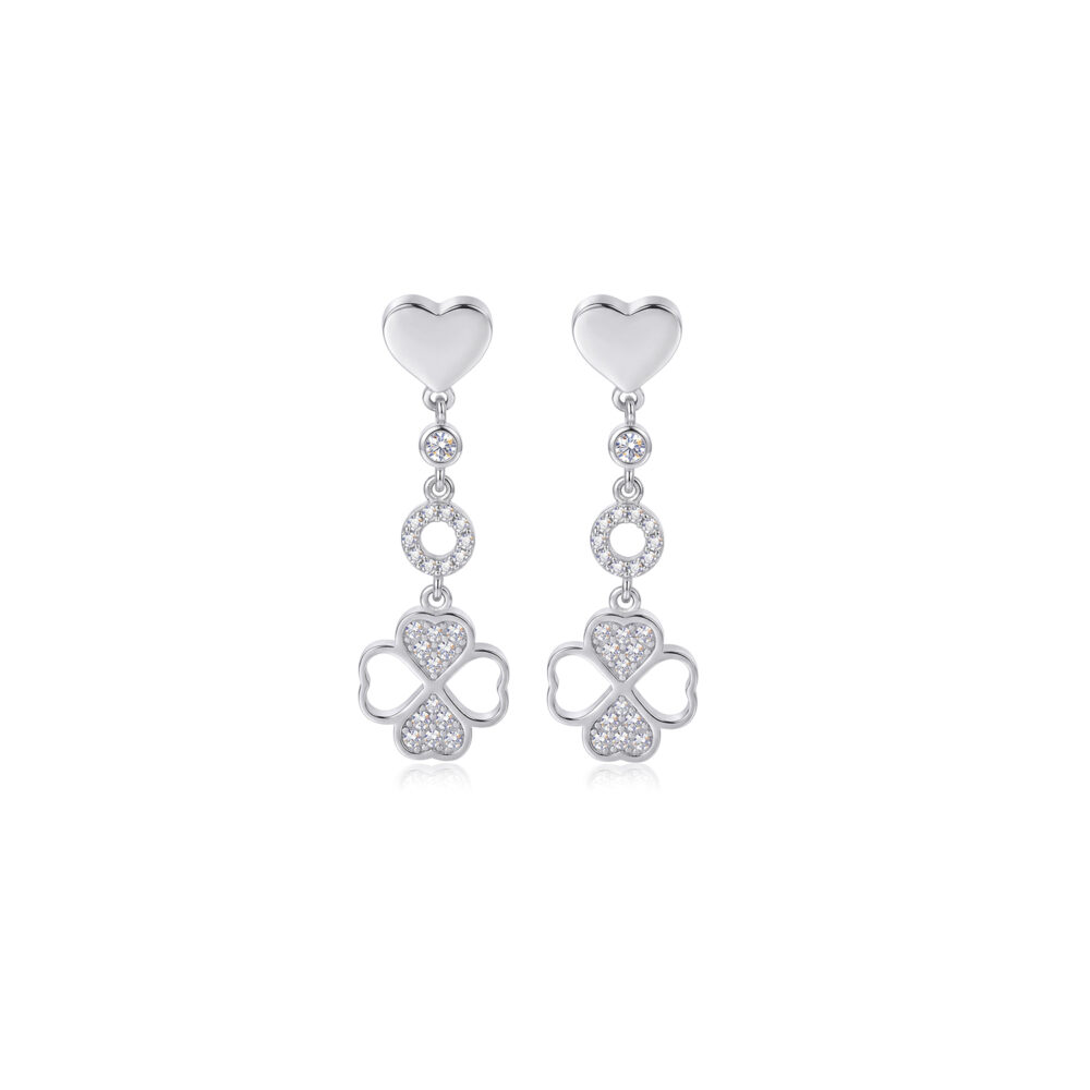 Aretes Trebol Redondo Trifoglio Plata 925