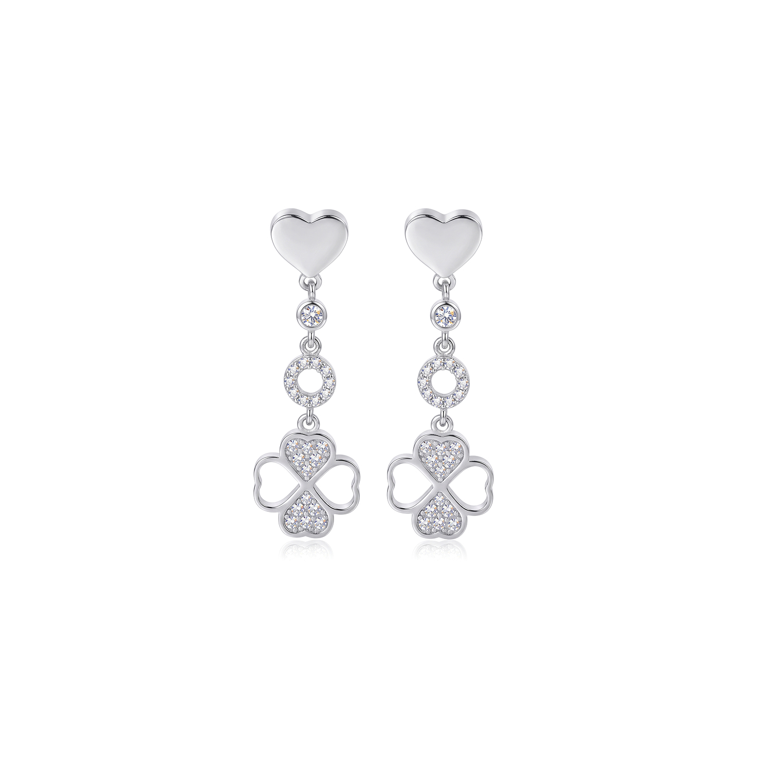 - Aretes Trebol Redondo Trifoglio Plata 925