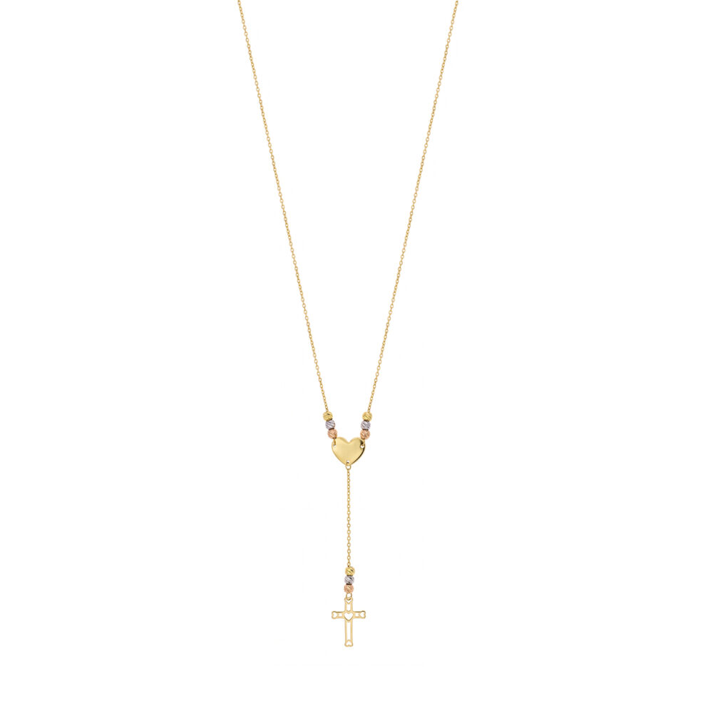Collar Cruz Bolitas Oro 18K