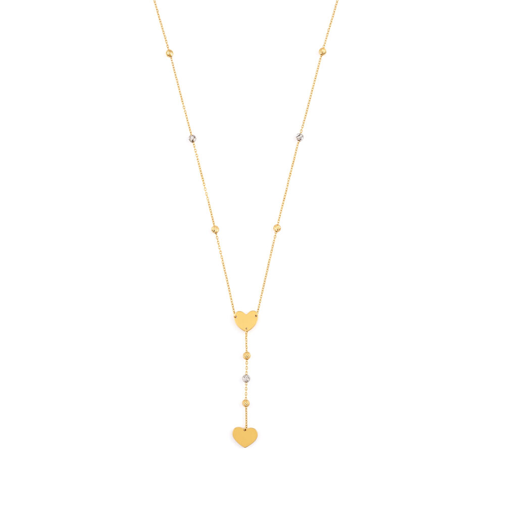 Collar Corazón Bolitas Oro 18K