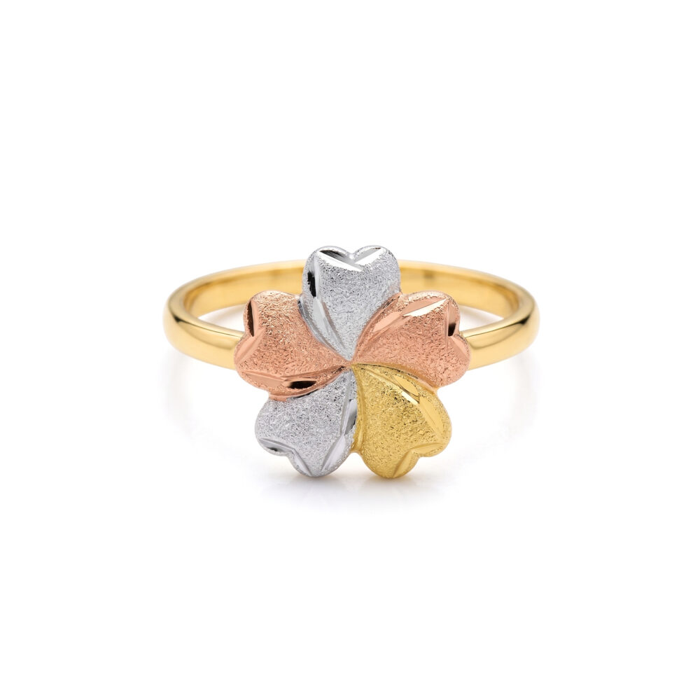 Anillo Flor Tres Colores Oro 18K
