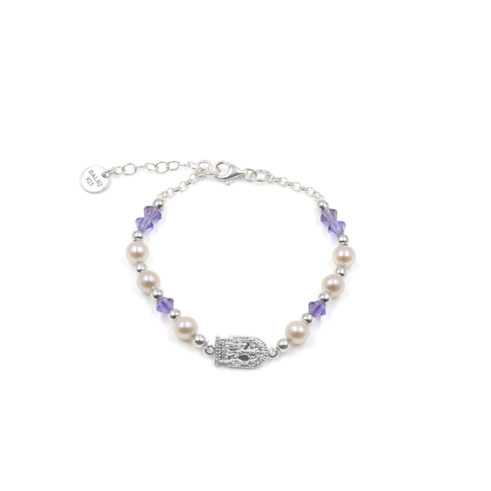 Pulsera Señor de los Milagros Swarovski & Perla Plata 925 Niña